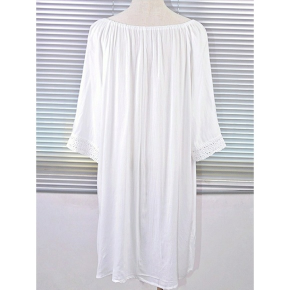 Boho White Tassel Fringe Tunic Beach Coverup - Picture 4 of 5
